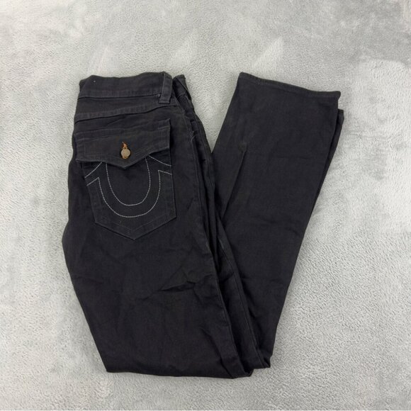 True Religion NWOT Men's Size 32x34 Ricky Flap SN Straight Leg Black Flare Jeans - Picture 7 of 11